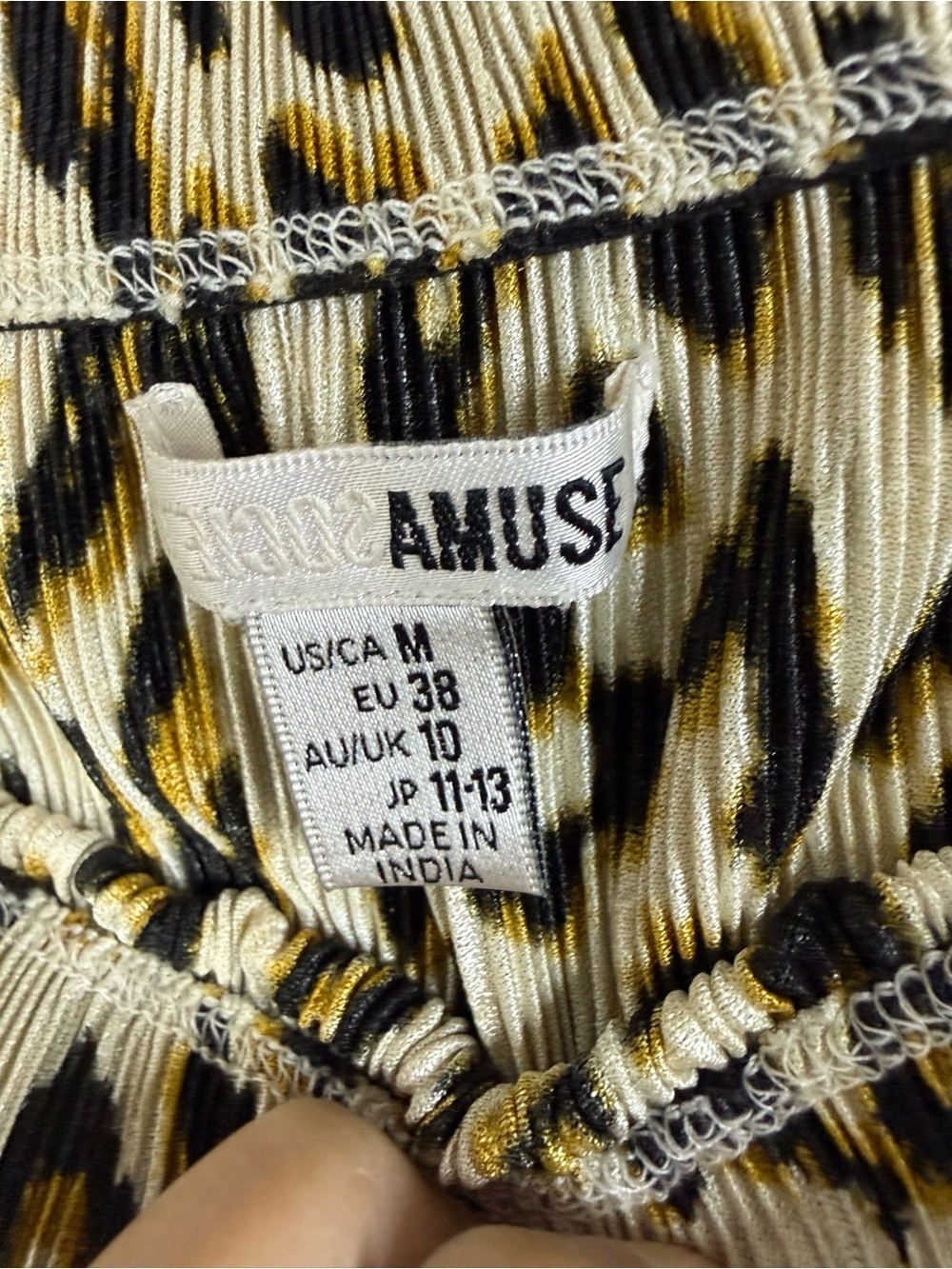 Amuse Society NWT black and cream leopard print micro pleated midi/maxi skirt M - Picture 4 of 6